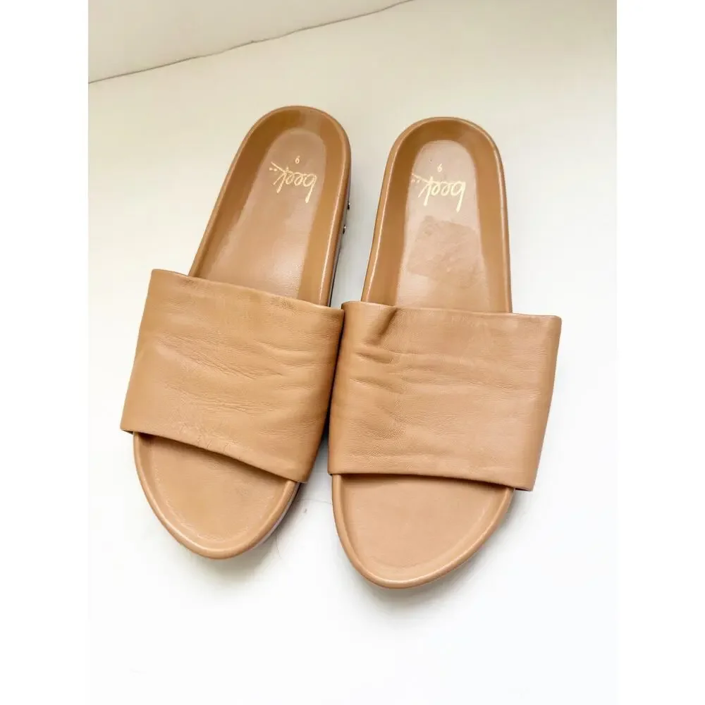 Beek Pelican Slide Platform Snadal In Honey Tan Brown Size 9